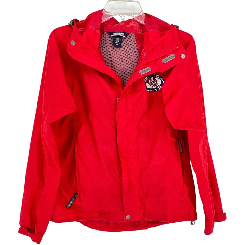 Landway Outerwear Blue Ridge Adventure Wear Red Hooded Rain Unlined Jacket XS